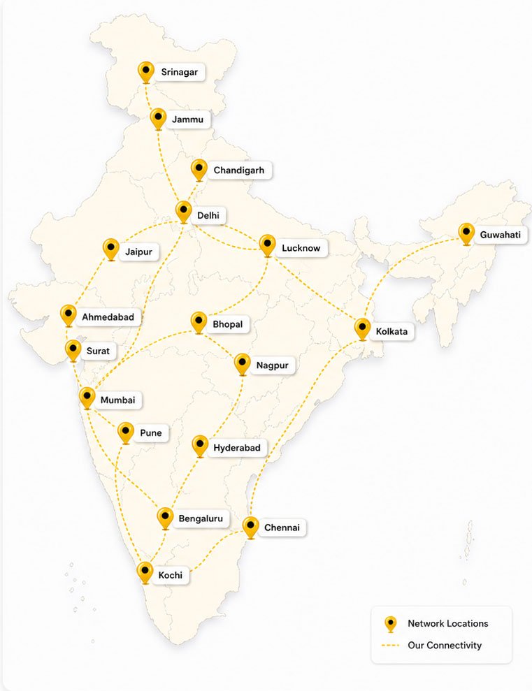 Writer Relocation India Network Coverage Map